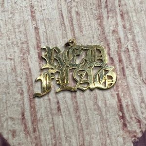ONE OF A KIND GOLD PLATED Red Flag pendant